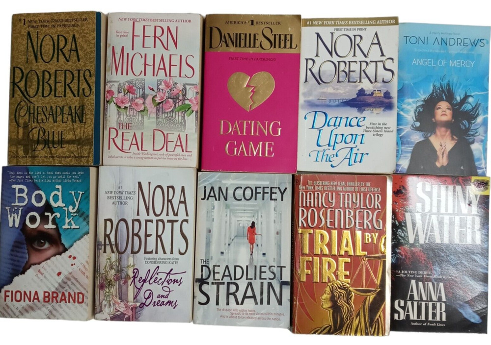 Lot of 10 Love Romance Suspense Mystery Modern Books Random Mix Titles & Authors